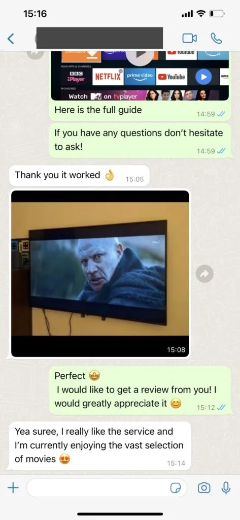 IPTV Geeks WhatsApp support example one